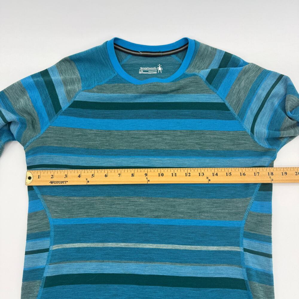 SMARTWOOL Wool Blend Long Sleeve Knit Shirt Womens Size L Striped Crew Neck - Picture 4 of 6